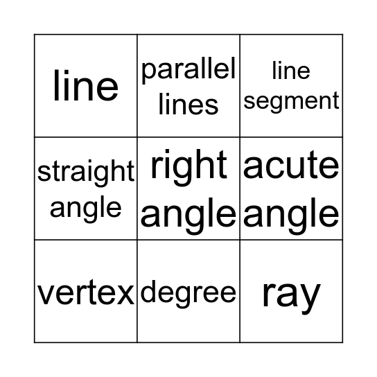 Lines and Angles BINGO Card