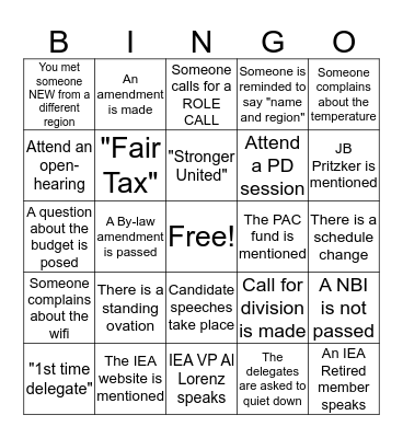 Region 8 RA Bingo! Bingo Card