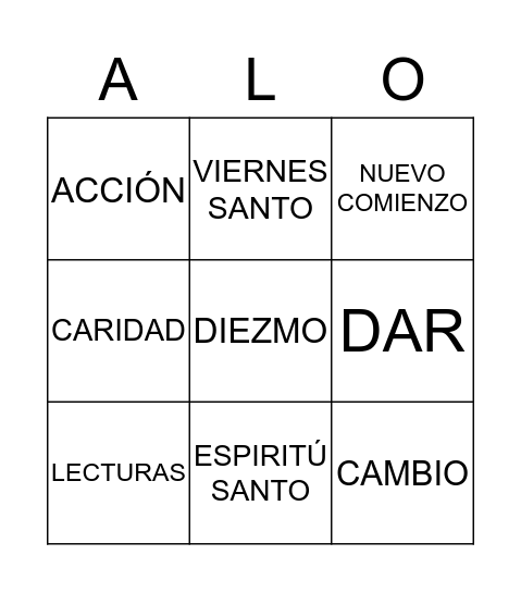 Cuaresma Bingo Card