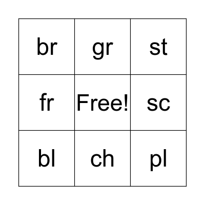 Blending Bingo Card