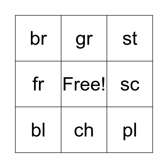 Blending Bingo Card