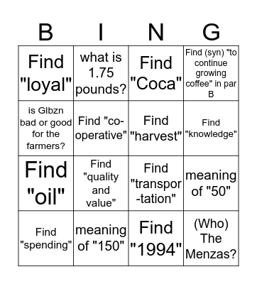 Scanning Bingo Card