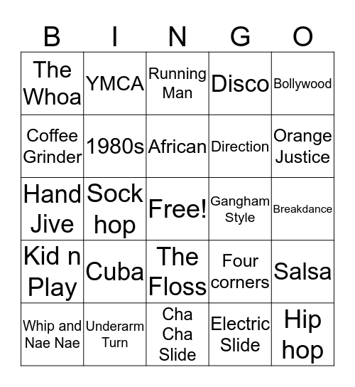 Line Dance Bingo Card