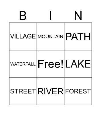geographical features Bingo Card