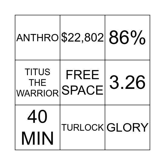 CSU STANISLAUS Bingo Card