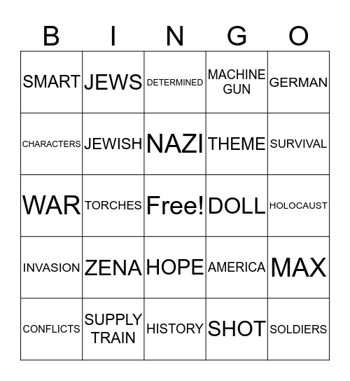 I Survived The Nazi Invasion Bingo Card