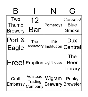 Beer Bingo Card