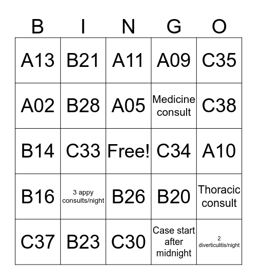 All Call Nights End! Bingo Card