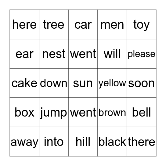 Sight Word Bingo! Bingo Card