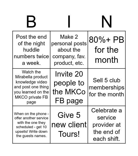 It’s your LUCKY Month  Bingo Card