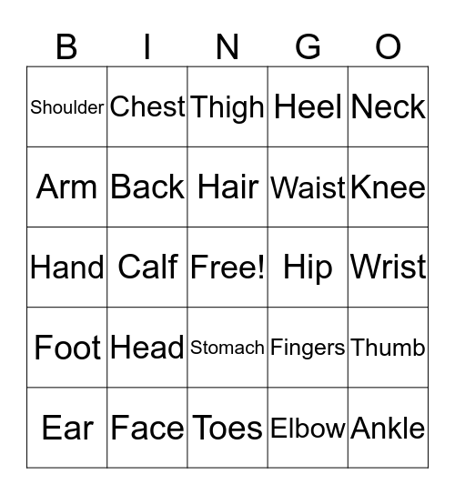 The Body Bingo Card