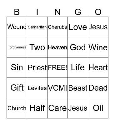 Good Samaritan Bingo Card