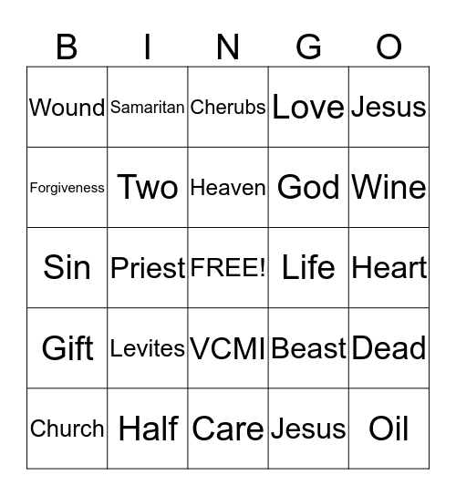 Good Samaritan Bingo Card