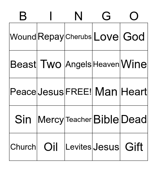 Good Samaritan Bingo Card