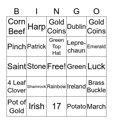 OH Staff  St. Pat's BINGO Card