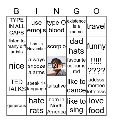 ERIC NAM BINGO Card