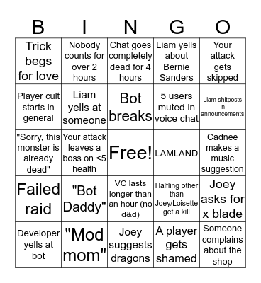 KOTD MARCH BINGO Card