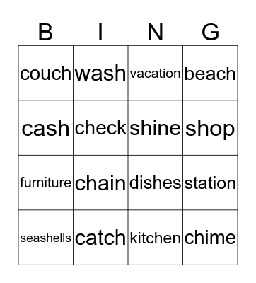 Pronunciation Bingo Card