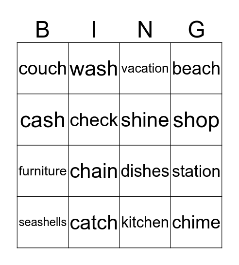 Pronunciation Bingo Card