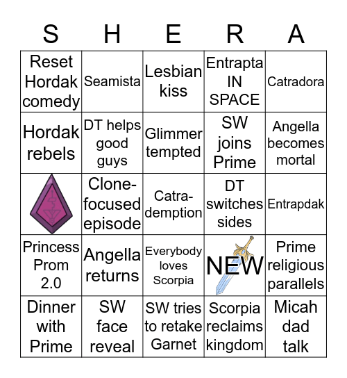 She-ra S5 Predictions Bingo Card