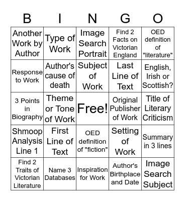 Research Bingo Card