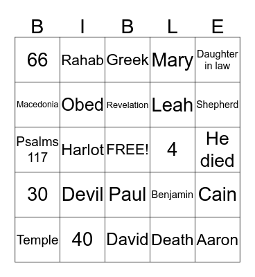 BIBLE Bingo Card