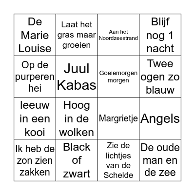 muziekbingo Card