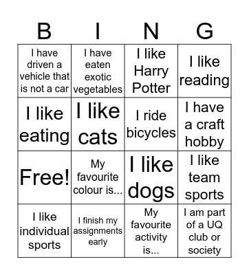 EVNT3004 BING! Bingo Card
