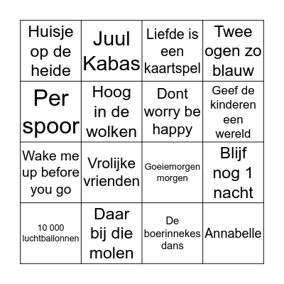 muziekbingo Card