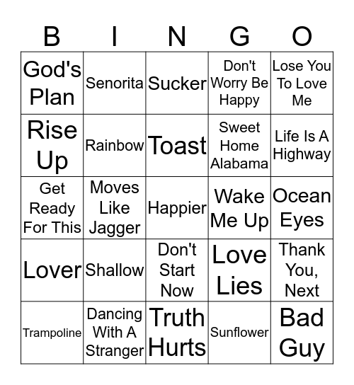 MUSIC Bingo Card