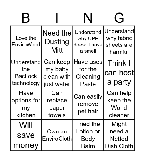 Because of Norwex, I... Bingo Card