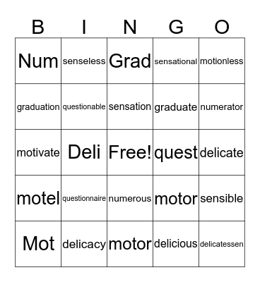 Untitled Bingo Card