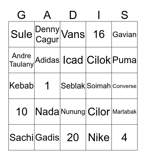 Mari Bermain Bingo! Bingo Card