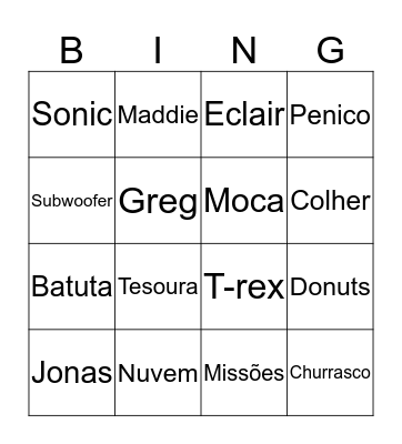 Bingo versão Churrasco Bingo Card
