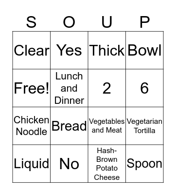 SOUP Bingo Card