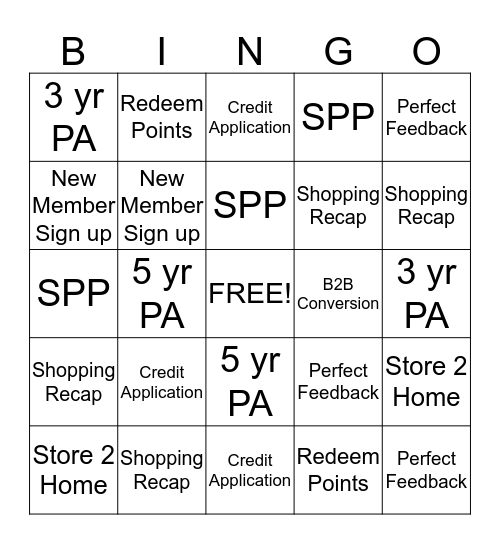 Home Improvement/Electronics Bingo Card