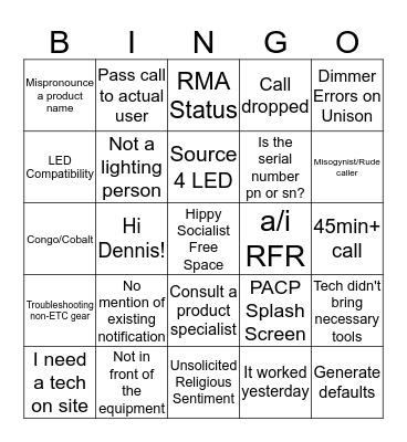 Bee Eye In Gee Ohhh! Bingo Card