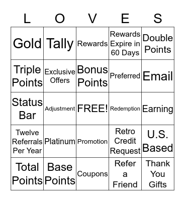 LOVE SOMA REWARDS Bingo Card