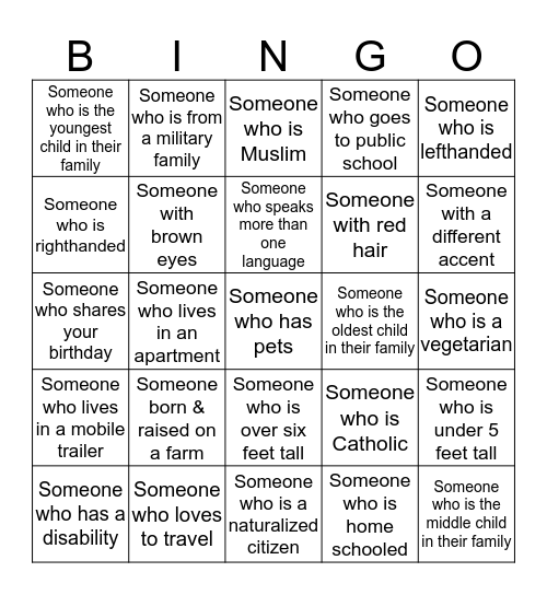WTD- Diversity Bingo Card