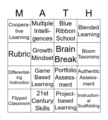 21st Century Educational Buzzwords Bingo Card