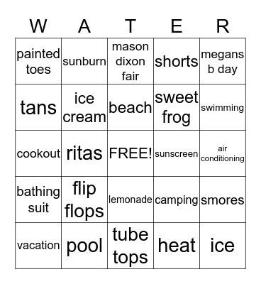 SUMMER FUN BINGO Card