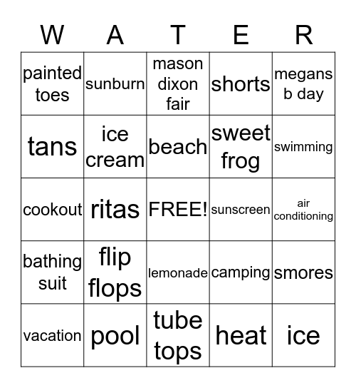 SUMMER FUN BINGO Card