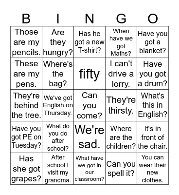 Unit *1-6* Bingo Card