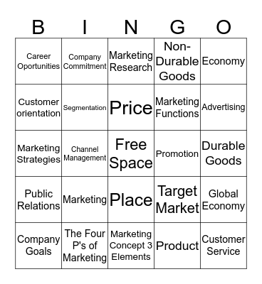 Marketing Bingo Card