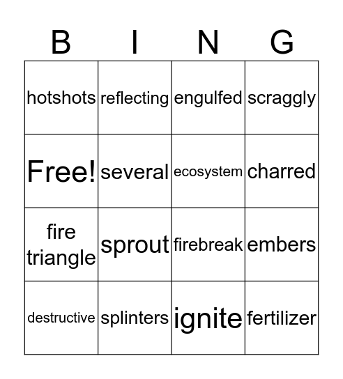 Vocabulary Bingo Card