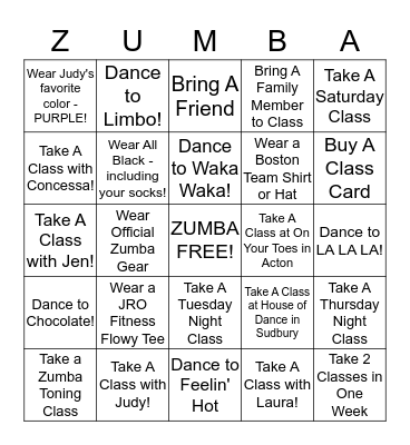 JRO Fitness - Beach Bingo 2014 Bingo Card
