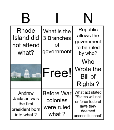 Building a New Nation Bingo Card