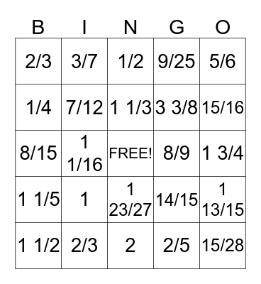 Dividing Fractions 10-11 Bingo Card