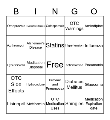 Health Literacy Bingo Card