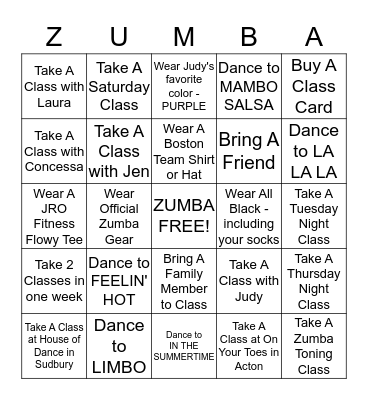 JRO Fitness - Beach Bingo 2014 Bingo Card